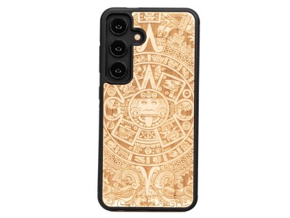 Samsung Galaxy Handyhülle aus Holz - Aztekenkalender Anigre (Handy-Modell Samsung Galaxy S23)