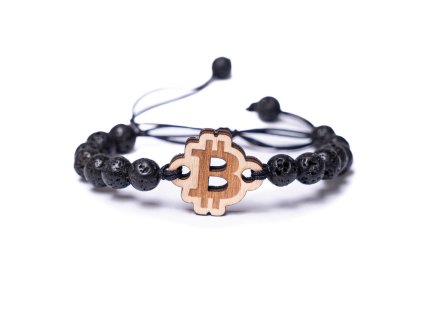 Armband aus Holz Bitcoin Anigre Naturstein
