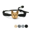Armband Kordel Bulldog Anigre (Farbe des Kordel Armbands Hellgrau)