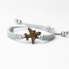Armband Kordel Flugzeug Merbau (Farbe des Kordel Armbands Hellgrau)