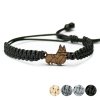 Armband Kordel Hund 3 Merbau (Farbe des Kordel Armbands Hellgrau)