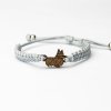 Armband Kordel Hund 3 Merbau (Farbe des Kordel Armbands Hellgrau)