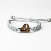 Armband Kordel Boot Merbau (Farbe des Kordel Armbands Hellgrau)