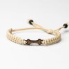 Armband Kordel Hundeknochen Merbau (Farbe des Kordel Armbands Hellgrau)