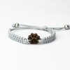 Armband Kordel Pfote Merbau (Farbe des Kordel Armbands Hellgrau)