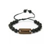 Armband aus Holz Name, Naturstein (personalisiert) (Holz Merbau)