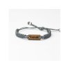 Armband aus Holz Name, Kordel (personalisiert) (Farbe des Kordel Armbands Schwarz, Holz Merbau)
