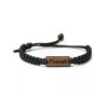 Armband aus Holz Name, Kordel (personalisiert) (Farbe des Kordel Armbands Schwarz, Holz Merbau)