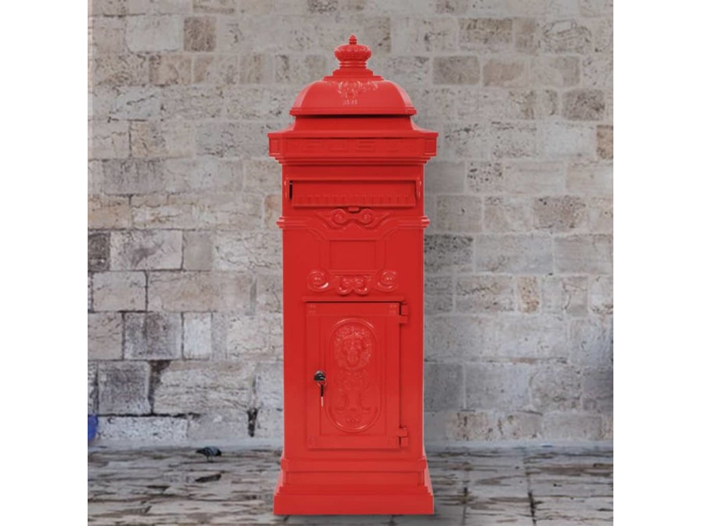 Sloupová poštovní schránka ve vintage stylu rezuvzdorná [43891] (Barva Červená)