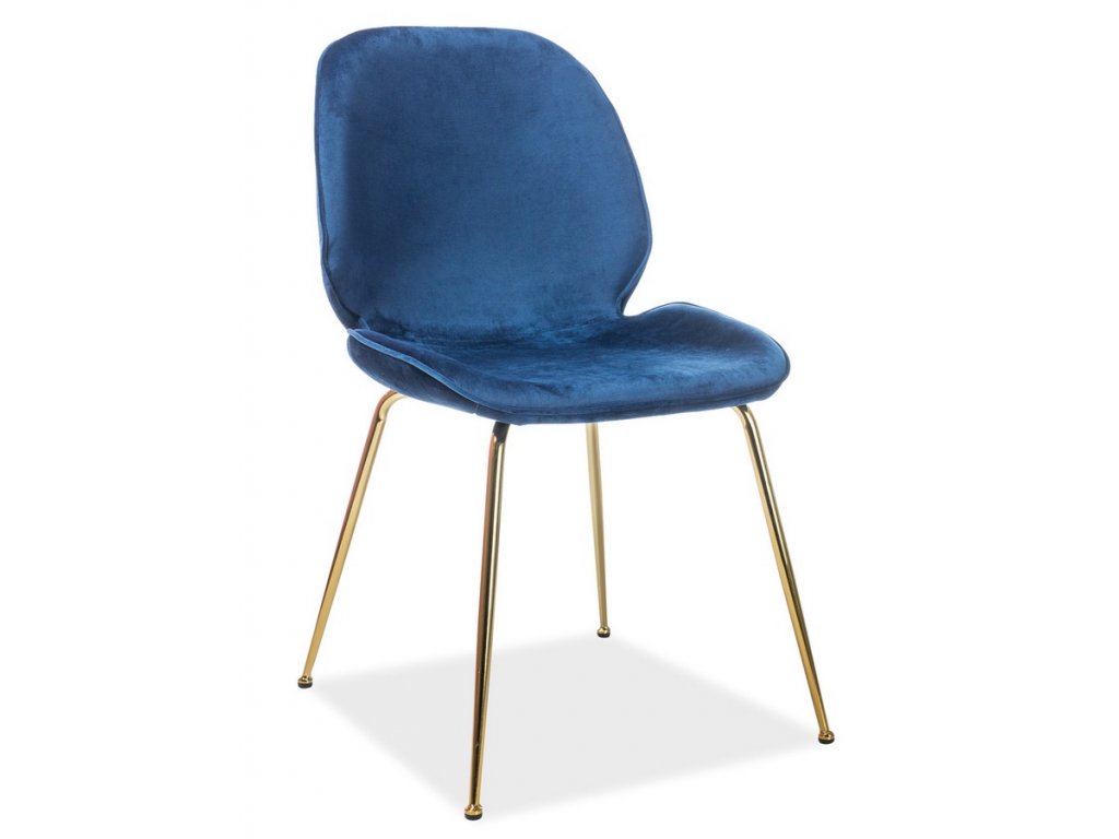 Jídelní čalouněná židle ADRIEN VELVET granátově modrá/zlatá