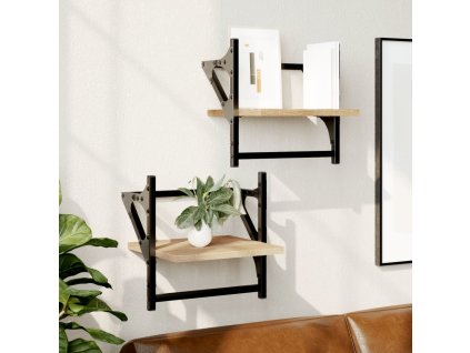 Nástěnné police s tyčemi 2 ks 30 x 25 x 30 cm [836234] (Barva dub sonoma)