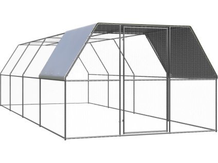 Klec pro kuřata 3 x 8 x 2 m pozinkovaná ocel [3089326] (Barva stříbrná a stříbrně šedá)