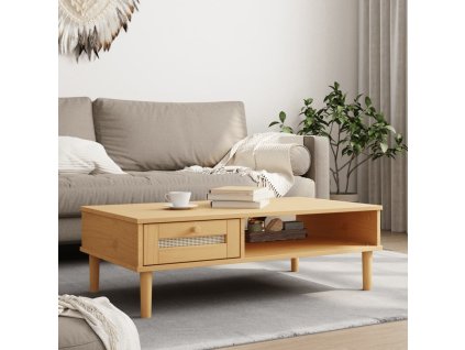 Konferenční stolek SENJA vzhled ratanu 100x55x33 cm masiv [358046] (Barva Hnědá)