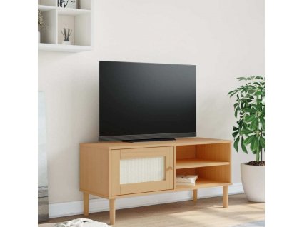 TV skříňka SENJA ratanový vzhled 106 x 40 x 49 cm borovice [358040]