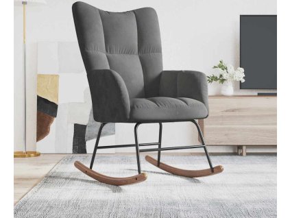 Houpací křeslo samet [328140] (Barva Tmavě šedá)