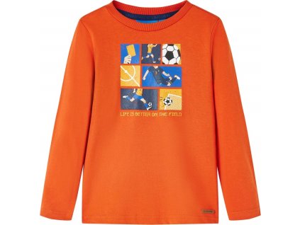 Dětské tričko s dlouhým rukávem oranžové 140 [12708]
