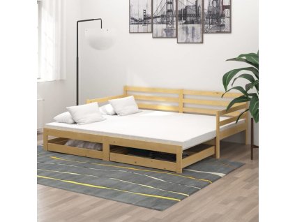 Výsuvná denní postel 2 × (90x200 cm) masivní borové dřevo [3083699]