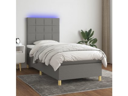 Box spring postel s matrací a LED 100x200 cm textil [3135414]
