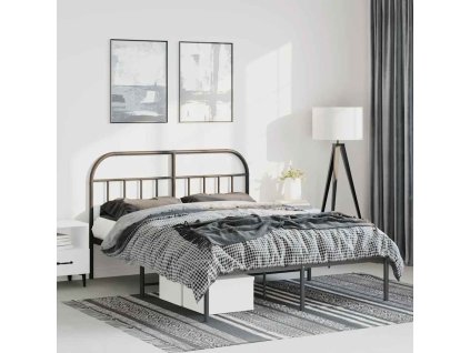 Kovový rám postele s čelem 135 x 190 cm [353634] (Barva Černá)