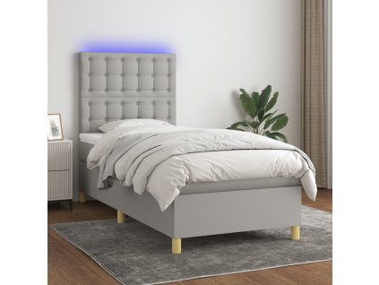 Box spring postel s matrací a LED 90x200 cm textil [3135725]