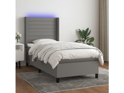 Box spring postel s matrací a LED 90x200 cm textil [3138366]