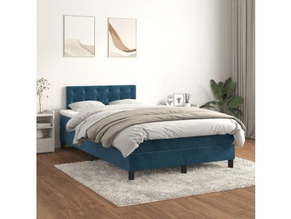 Box spring postel s matrací 120 x 200 cm samet [3141537] (Barva Tmavě moddrá)