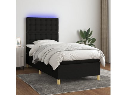 Box spring postel s matrací a LED 90x190 cm textil [3135719]