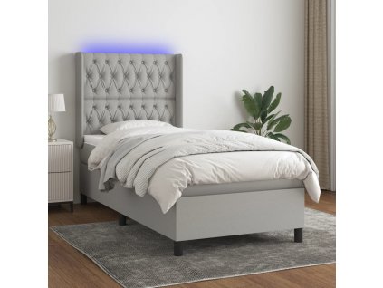 Box spring postel s matrací a LED 90x190 cm textil [3138517]