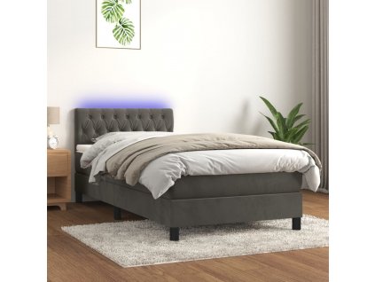 Box spring postel s matrací a LED 90x200 cm samet [3134562]