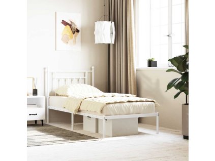 Kovový rám postele s čelem 90 x 190 cm [353578] (Barva Bílá)