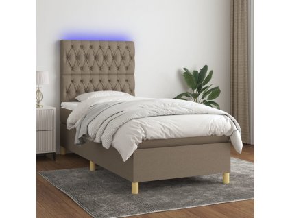 Box spring postel s matrací a LED 90x190 cm textil [3135641]