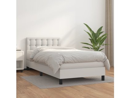Box spring postel s matrací 90x200 cm umělá kůže [3141102] (Barva Bílá)