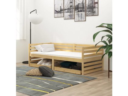 Denní postel se zásuvkami 90x200 cm masivní borové dřevo [3083690]