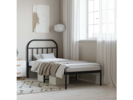 Kovový rám postele s čelem 90 x 200 cm [353628] (Barva Černá)