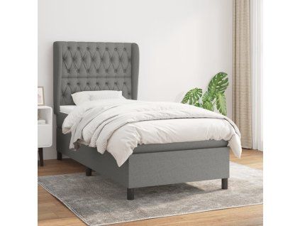 Box spring postel s matrací 90x200 cm textil [3128174] (Barva Tmavě šedá)