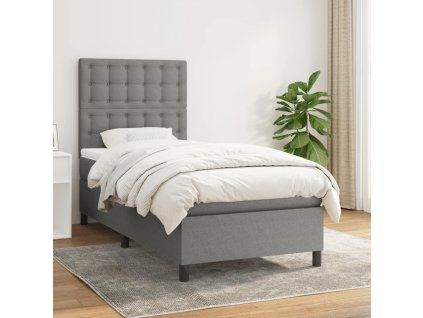 Box spring postel s matrací 80x200 cm textil [3142050] (Barva Tmavě šedá)