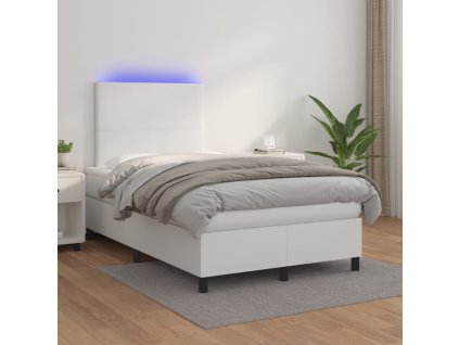 Box spring postel s matrací a LED 120x200 cm umělá kůže [3135816] (Barva Hnědá)