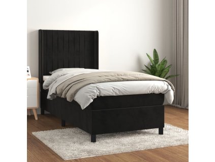 Box spring postel s matrací 100x200 cm samet [3132785] (Barva Černá)