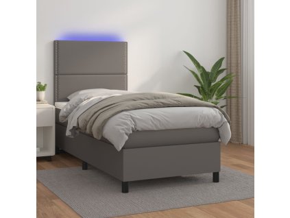Box spring postel s matrací a LED 90x190 cm umělá kůže [3135859]
