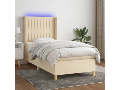 Box spring postel s matrací a LED 90x190 cm textil [3139002]