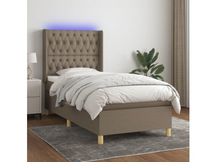 Box spring postel s matrací a LED 90x200 cm textil [3139089]