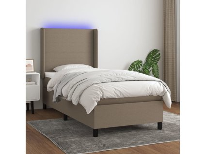 Box spring postel s matrací a LED 90x200 cm textil [3138129]