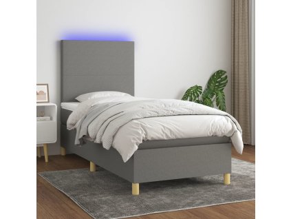 Box spring postel s matrací a LED 90x200 cm textil [3135246]