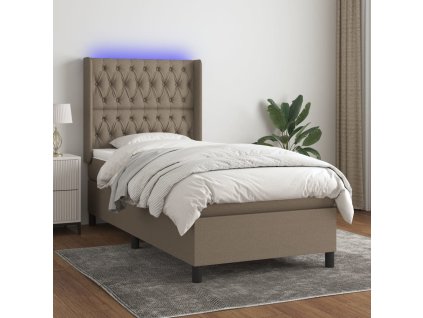 Box spring postel s matrací a LED 90x200 cm textil [3138529]