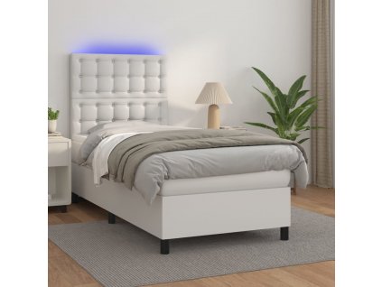 Box spring postel s matrací a LED 90x190 cm umělá kůže [3135916]