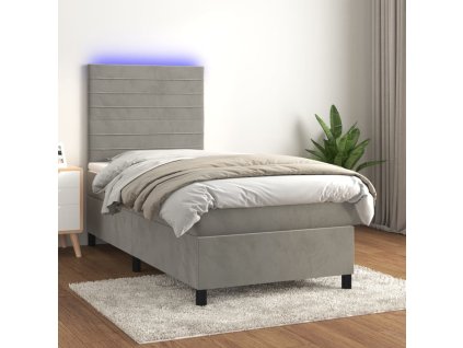 Box spring postel s matrací a LED 80 x 200 cm samet [3136149]