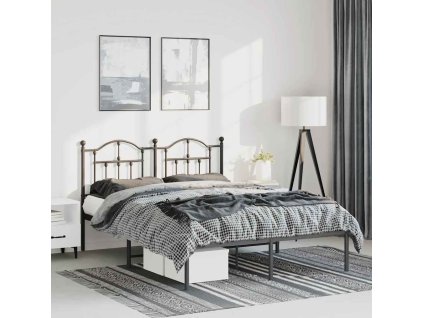 Kovový rám postele s čelem 135 x 190 cm [353438] (Barva Černá)
