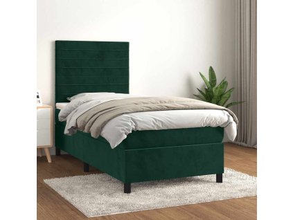 Box spring postel s matrací 90x190 cm samet [3143058] (Barva Tmavě zelená)