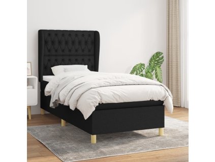 Box spring postel s matrací 90x200 cm textil [3128735] (Barva Černá)