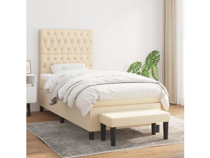Box spring postel s matrací 90x200 cm textil [3136810] (Barva Krémová)